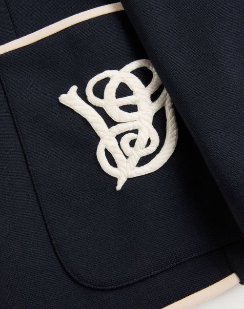 Valentino - Double-breasted Wool Jacket With Vg Patch - Night - Man - Coats And Blazers