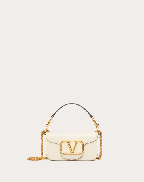 Valentino Garavani - Locò Small Shoulder Bag In Calfskin - Light Ivory - Woman - Shoulder Bags