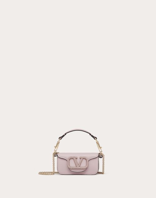 Valentino Garavani - Valentino Garavani Locò Micro Bag With Chain And Jewel Logo - Water Lilac - Woman - Shoulder Bags