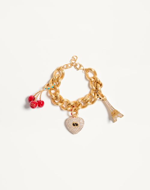 Valentino Garavani - Chez Valentino Bracelet In Metal, Enamel And Swarovski® Crystals - Antique Brass - Woman - Jewellery