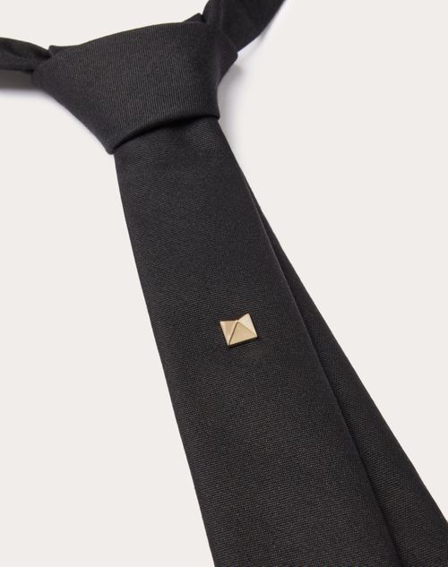 Valentino Garavani - Valentie Wool And Silk Tie With Metal Stud Application_ Online Exclusive - Black/gold - Woman - New Shelf - W Black Tie Pap