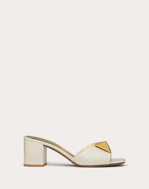 Valentino Garavani - One Stud Calfskin Slide Sandal 60 Mm / 2.4 In. - Light Ivory - Woman - Woman Shoes Private Promotions