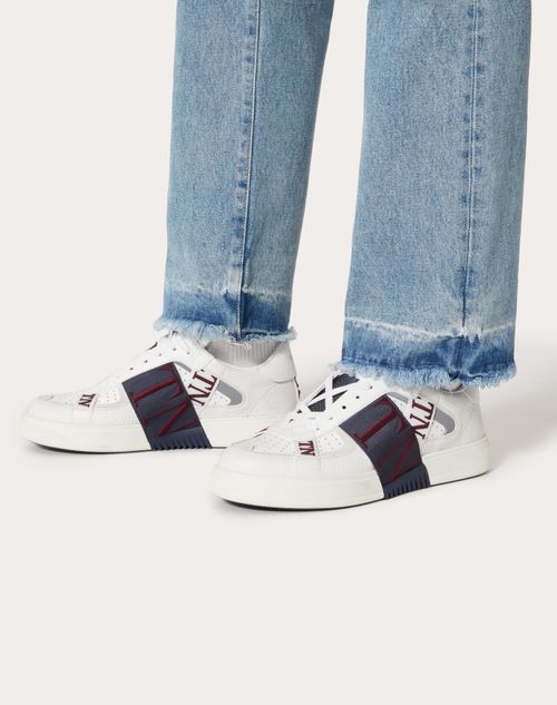 haakje Zilver heet Vl7n Low-top Calfskin Sneaker With Bands for Man in White/marine/cerise |  Valentino US