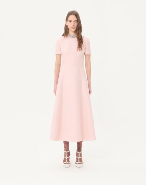 Valentino - Crepe Couture Embroidered Midi Dress - Pink/silver - Woman - Dresses