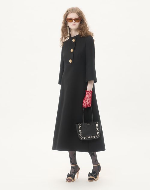 Valentino Garavani - Valentino Garavani Nellcôte Mini Shopping Bag In Grainy Calfskin - Black - Woman - Totes