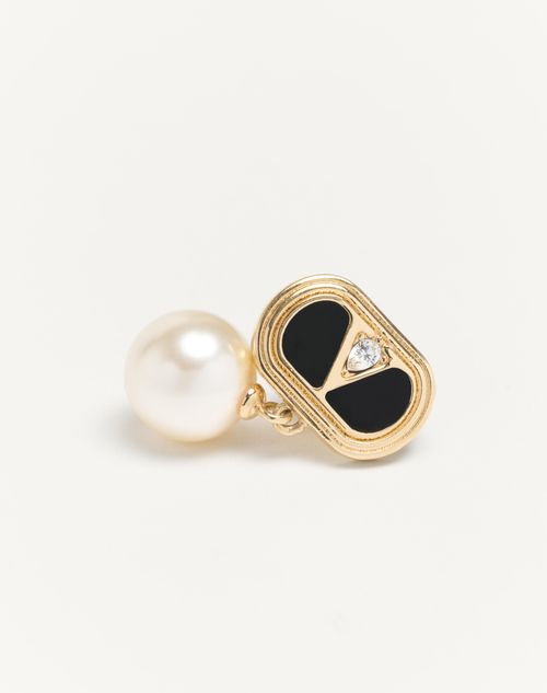 Valentino Garavani - Ovalette Metal, Enamel, Crystal And Swarovski® Pearl Earrings - Gold/black - Woman - Jewellery