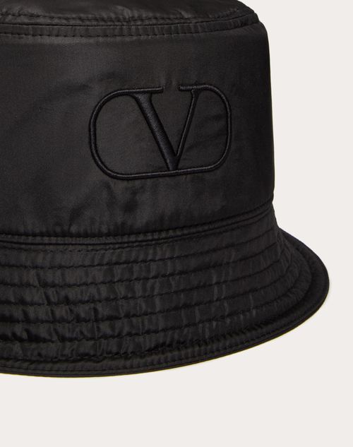 Valentino Garavani - Bucket Hat Vlogo Signature Aus Seide - Schwarz - Mann - Mützen Und Handschuhe