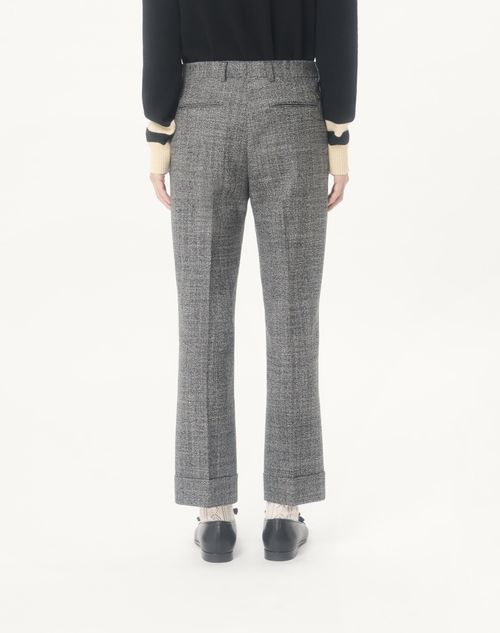 Valentino - Valentino Mouliné Wool Pants With Cuffs - White/ Black - Man - Pants And Shorts