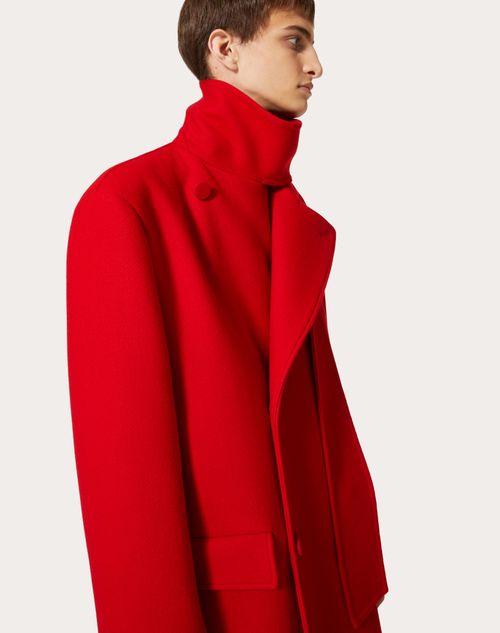 Mens red wool on sale overcoat