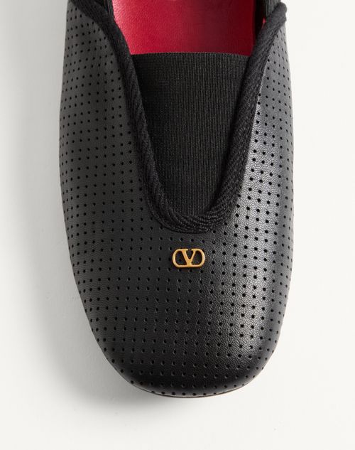 Valentino Garavani - Rythmika Ballerina In Perforated Nappa Leather - Black - Woman - Ballerinas