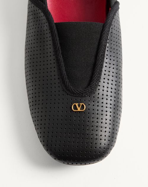 Valentino Garavani - Rythmika Ballerina In Perforated Nappa Leather - Black - Woman - Ballerinas