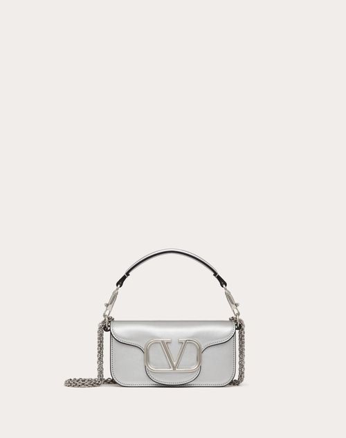 Valentino Garavani - Small Locò Metallic Calfskin Shoulder Bag - Silver - Woman - Partywear