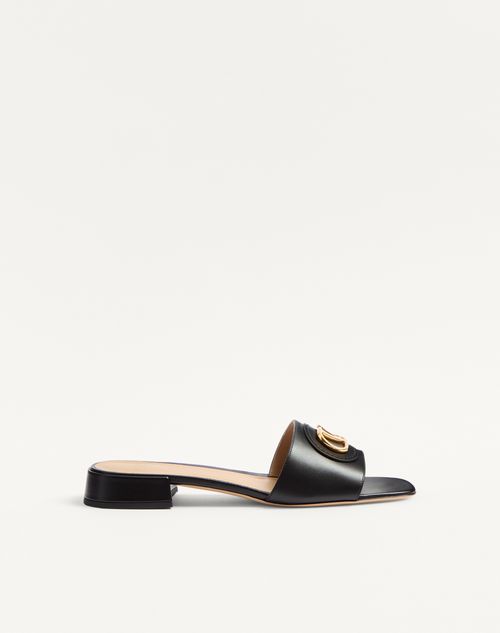 Valentino Garavani - Vlogo Signature Slide Sandal In Calfskin 20mm - Black - Woman - Slides And Thongs