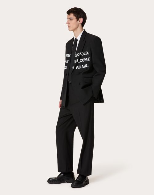 Valentino - Silk Shantung Double-breasted Jacket With "a Little Life" Print - Black - Man - Coats And Blazers