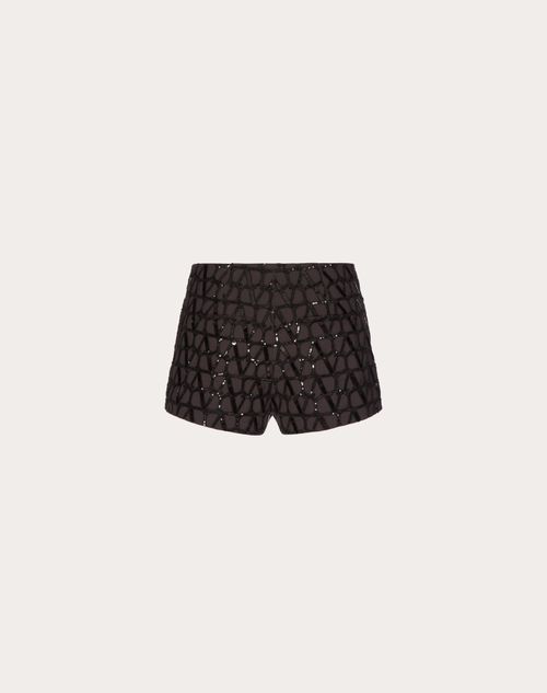Valentino - Dry Tailoring Wool Embroidered Shorts - Ebony/black - Woman - Pants And Shorts
