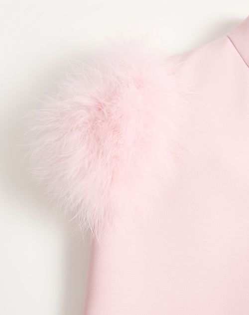 Valentino - Short Crepe Couture Dress With Feathers - Rose - Woman - Dresses