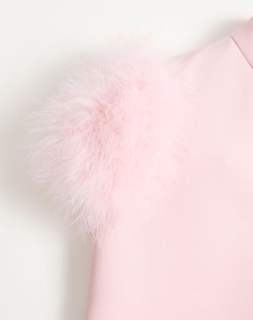 Valentino - Short Crepe Couture Dress With Feathers - Rose - Woman - Dresses