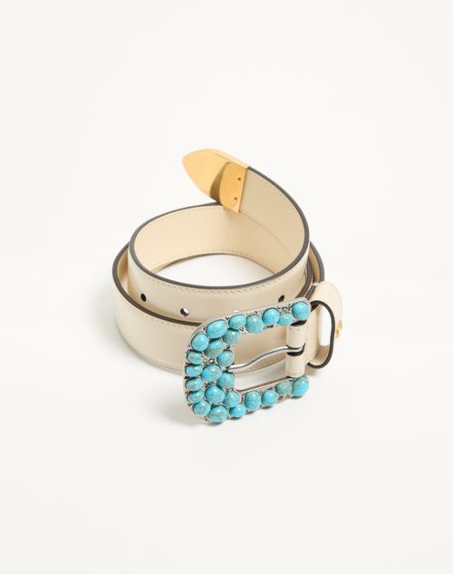 Valentino Garavani - Vlogo Signature Brushed Calfskin Belt 30 Mm - Butter - Woman - Belts
