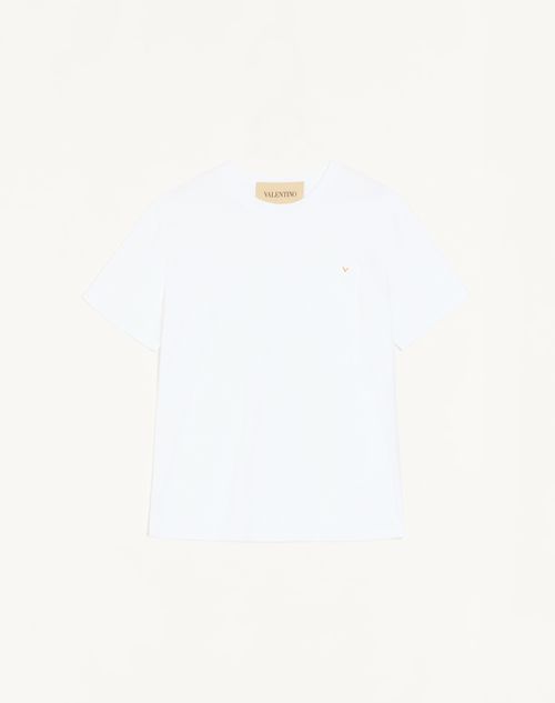 Valentino - Valentino Cotton T-shirt With Vgold - White - Man - T-shirts And Sweatshirts