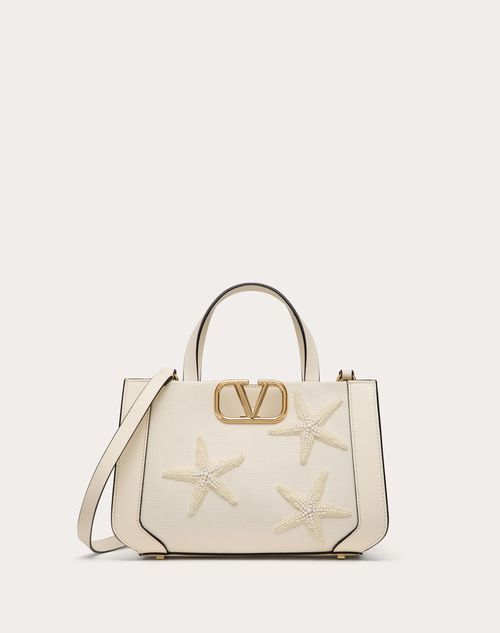 Valentino Garavani - Valentino Garavani Escape Small Raffia Handbag With Embroidery - Ivory - Woman - Totes