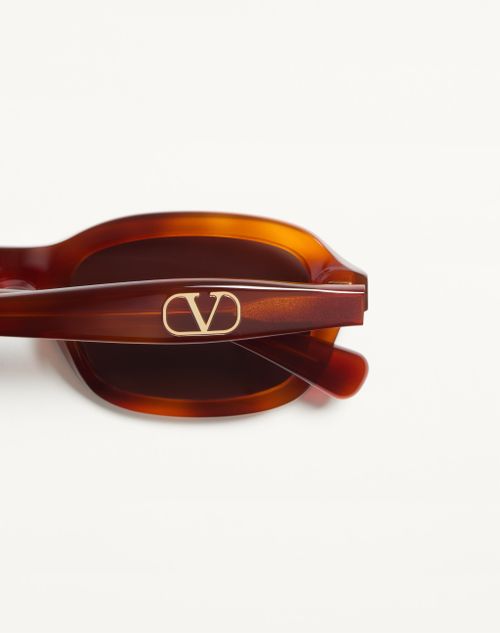 Valentino - Rectangular Acetate Eyewear - Havana/brown - Unisex - Eyewear