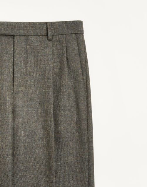 Valentino - Valentino Mouliné Wool Trousers - Dark Green - Man - Pants And Shorts