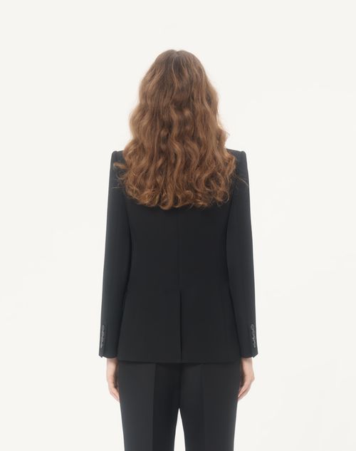 Valentino - Crepe Couture Jacke Mit Schleife - Schwarz/elfenbein - Frau - Jacken Und Mäntel