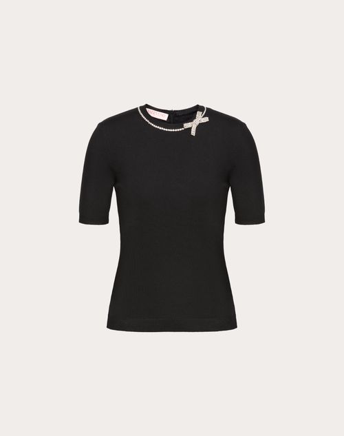 Valentino - Embroidered Wool Sweater - Black - Woman - Knitwear