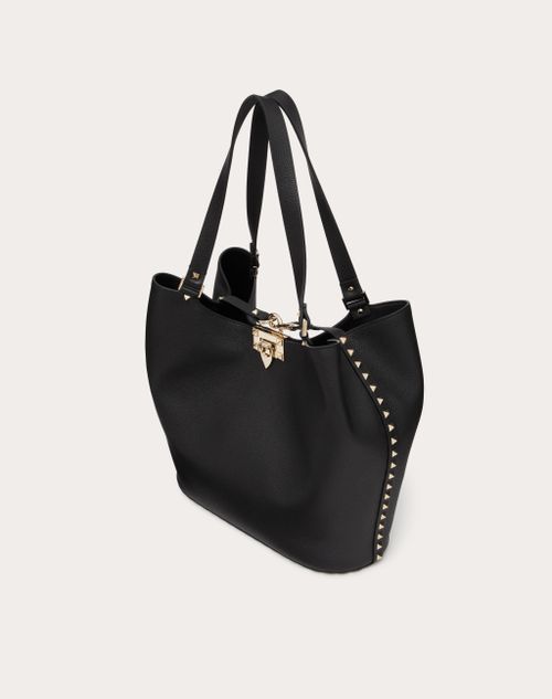 VALENTINO GARAVANI ROCKSTUD SHOPPING BAG IN GRAINY CALFSKIN