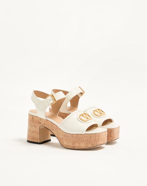 Valentino Garavani - Vlogo Signature Calfskin Sandal 80mm - Ivory - Woman - Woman Shoes Sale