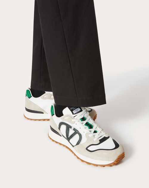 Vlogo Pace Low-top Sneaker In Split Leather, Fabric And Calf