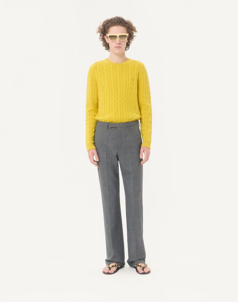 Valentino Cashmere Cable-Knit Pullover With Vlogo Man Yellow M