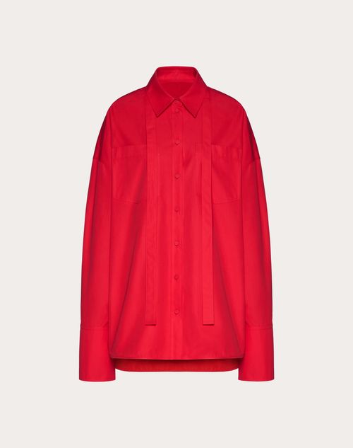 Valentino - Compact Popeline Blouse - Red - Woman - Shirts & Tops