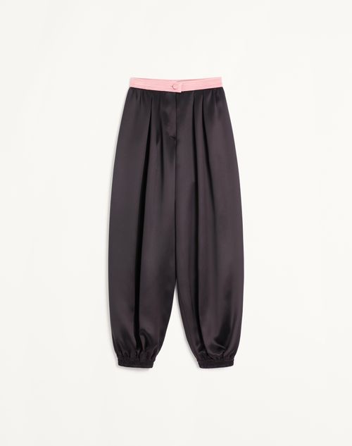 Valentino - Doppia Duchesse Pants - Black/geranium - Woman - Pants And Shorts