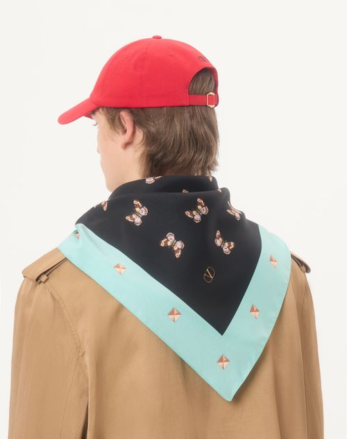Valentino Garavani - Valentino Silk Scarf With All-over Butterflow Print - Black/multicolour - Man - Soft Accessories
