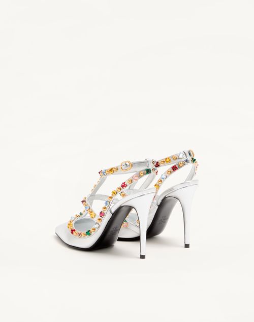 Valentino Garavani - Rockstud Décolleté In Laminated Nappa With Cabochon And Crystals 100mm - Silver - Woman - Woman Shoes Sale
