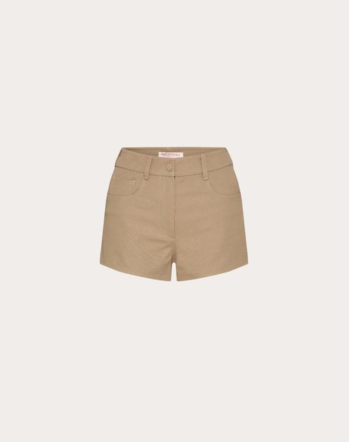 Valentino - Stretch Cotton Canvas Shorts - Beige - Woman - Pants And Shorts