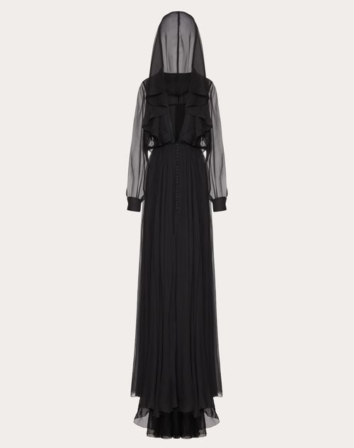 Valentino - Robe Longue En Mousseline - Noir - Femme - Prêt-à-porter Femme