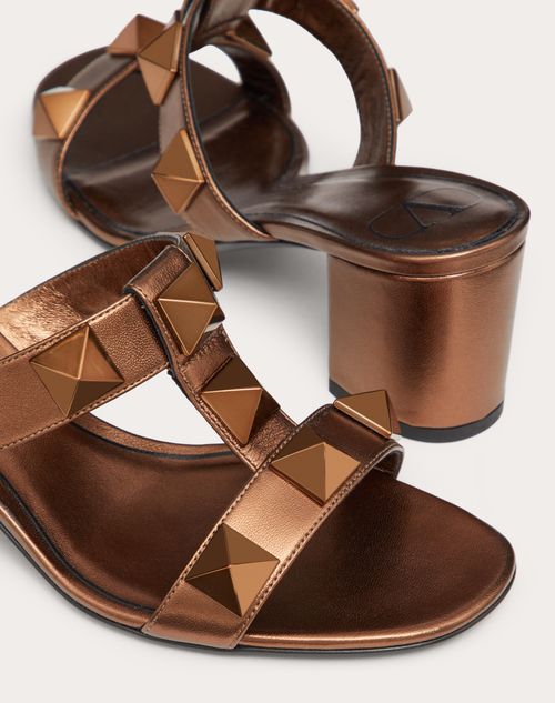 Roman Stud Metallic Nappa Slide Sandal With Matching Studs 60mm