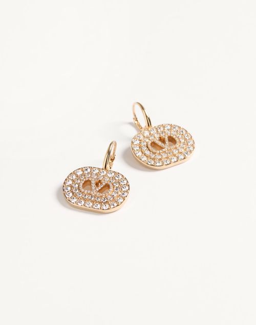 Valentino Garavani - Vlogo Signature Earrings In Metal With Swarovski® Crystals - Gold/crystal - Woman - Jewellery