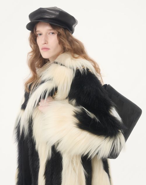 Valentino - Shearling Coat - Black/ivory - Woman - Coats And Outerwear