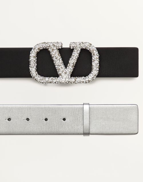 Valentino REVERSIBLE VLOGO SIGNATURE BELT IN GLOSSY CALFSKIN 40 MM