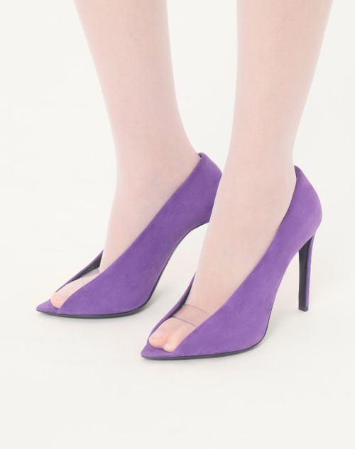 Valentino Garavani - Open Toe Révélé Suede Pumps 105mm - Purple - Woman - Pumps And Slingbacks
