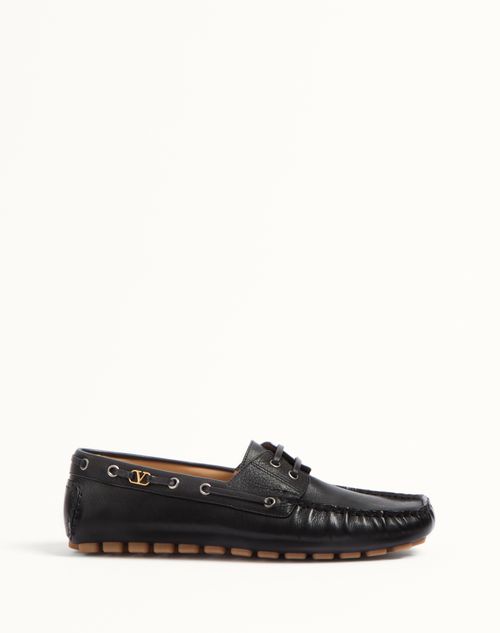 Valentino Garavani - Driver Fastaway Buffalo Loafer - Black - Man - Loafers And Driver