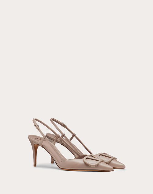VLOGO SLINGBACK PUMP IN BLACK CALFSKIN LEATHER