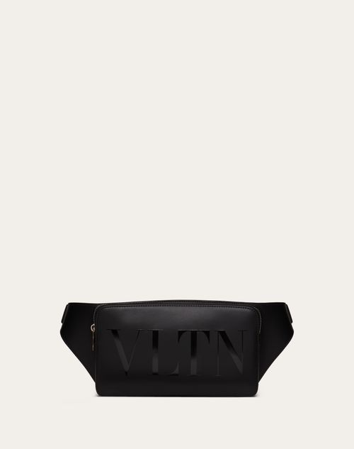 Valentino Garavani - Vltn Leather Belt Bag - Black/black - Man - Belt Bags