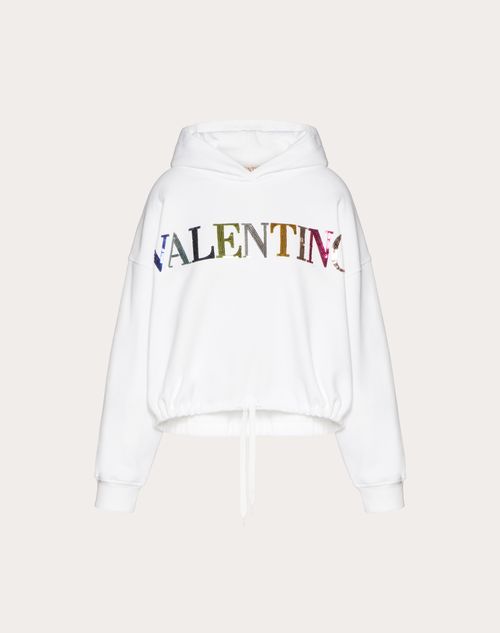 Valentino - Besticktes Sweatshirt Aus Jersey - Weiss/mehrfarbig - Frau - T-shirts & Sweatshirts