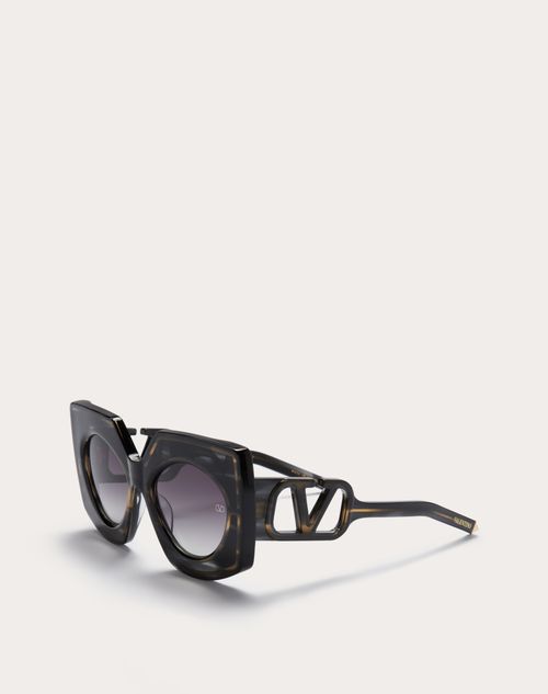 V Soul Oversized Squared Butterfly Acetate Frame for Woman in Black Valentino US