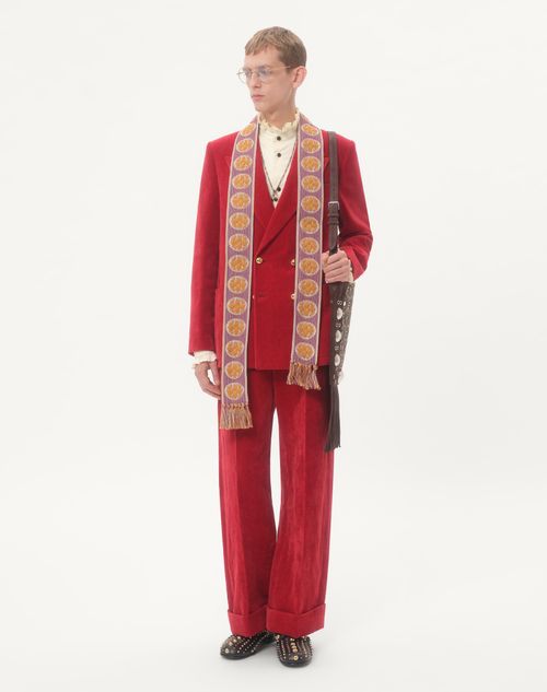 Valentino - Washed Cotton-linen Velvet Trousers With Turn-ups - Crab - Man - Trousers And Shorts