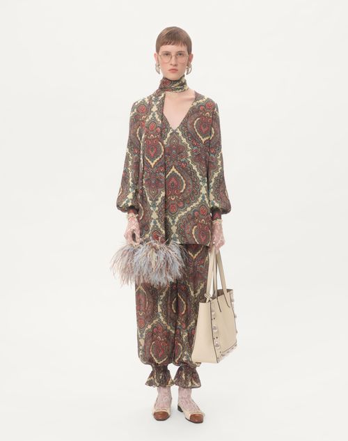 Valentino - Voyage Imaginaire Cashmere Print Georgette Trousers - Birch/multicolour - Woman - Trousers And Shorts